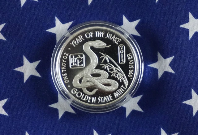 GSM 2013 Year Of The Snake Uncirculated 1oz .999 Fine Solid Silver Round   G