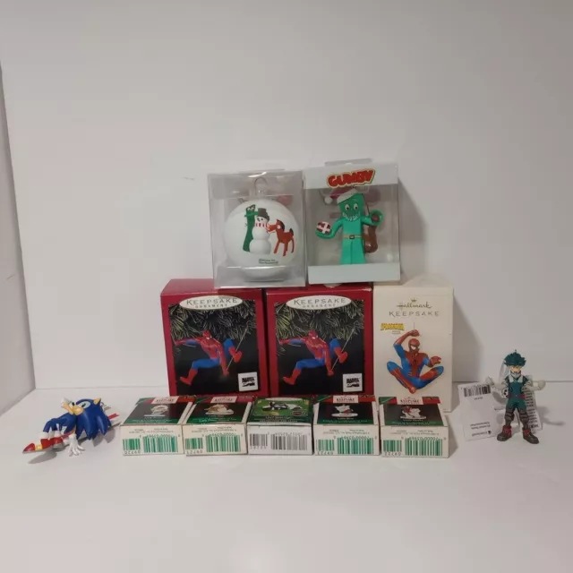 Hallmark Keepsake Ornament Lot Of 12 - Marvel Spider-Man Sonic Plus Others