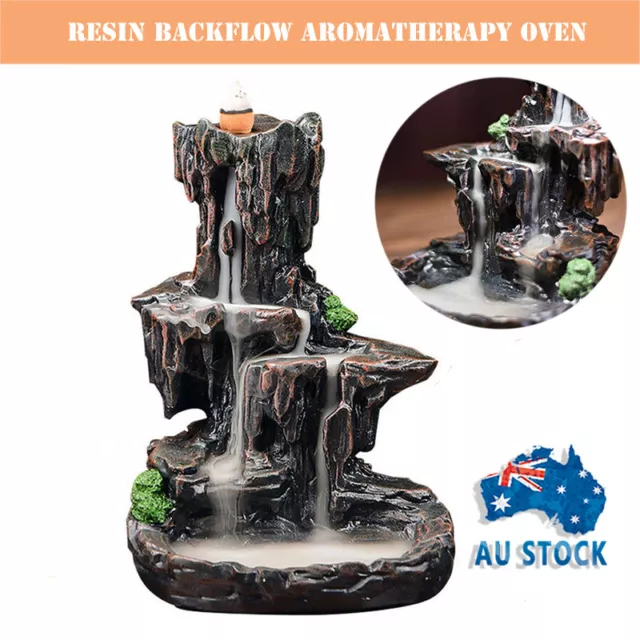 Waterfall Mountain Backflow Incense Burner Ceramic Smoke Censer Holder Home Deco