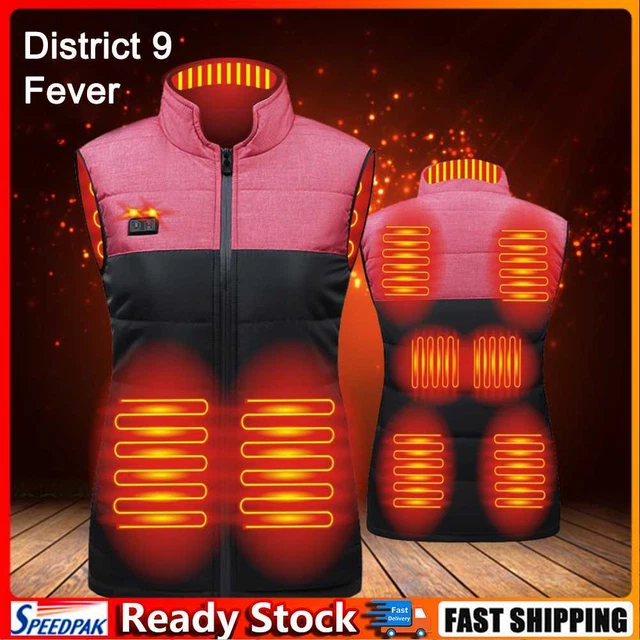 9 Areas Heated Vest Fashion Heated Coat for Skiing Hiking Camping (Red 5XL)