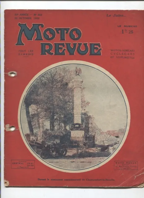 Moto Revue N°502  ; 22  octobre  1932 :  le salon de la moto