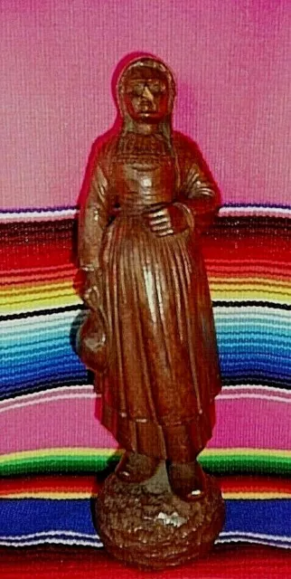 Vintage French  Hand Carved Wood Souvenir Figurine France Sculpture 9 5/8" Tall
