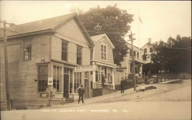 Waldoboro ME Maine Main St. EC Teague Store Real Photo Postcard c1910