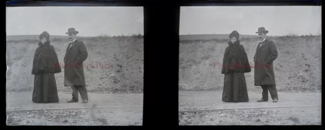 Famille France Photo NEGATIVE Stereo Plaque de verre PL28L1n12 Vintage c1900  