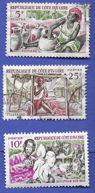 Timbres Côte D'ivoire 1965, Metiers Artisanat, 3 Timbres