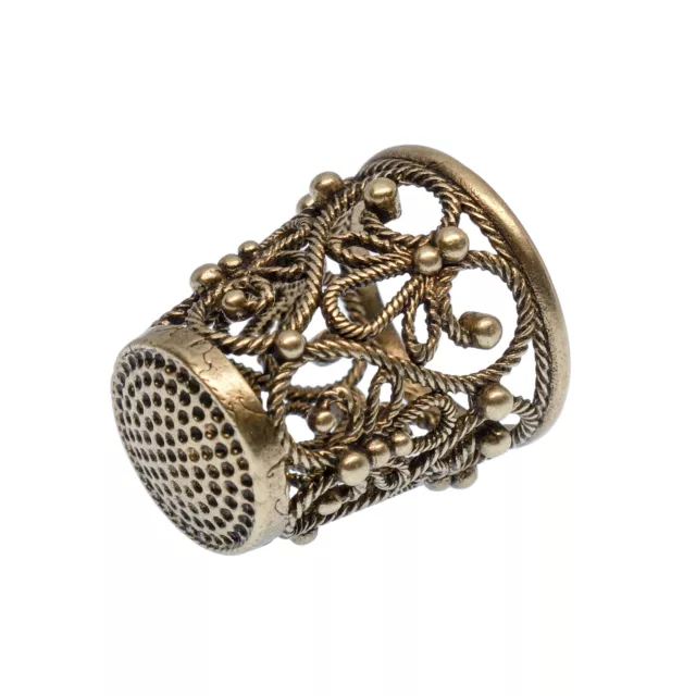 Thimble Openwork Delicate Flowers Solid Brass Metal Russian Souvenir Collection