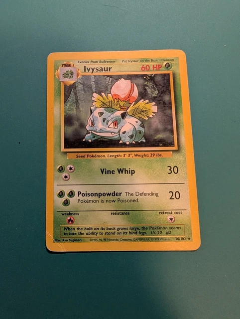 1999 ivysaur pokemon card Bulbasaur & (05) [1999 Action Flipz Premier Edition] end display 1999 POKEMON IVYSAUR #30/102 Base
