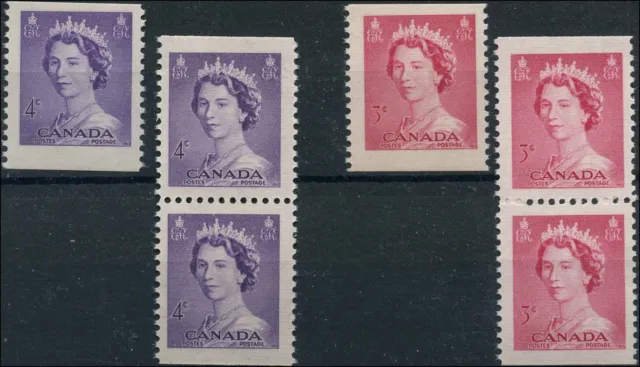 Canada Mint NH F-VF 3c & 4c Pair/S Scott #332-333 1953 Queen Elizabeth II Stamps