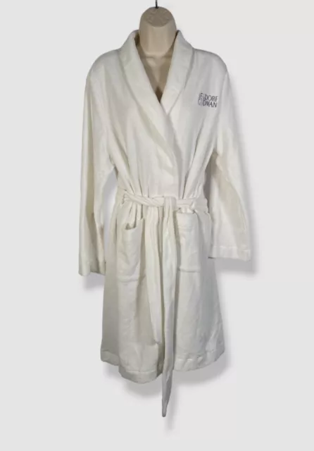 $280 Hanro Women's White Plush Short Wrap Robe Size Small