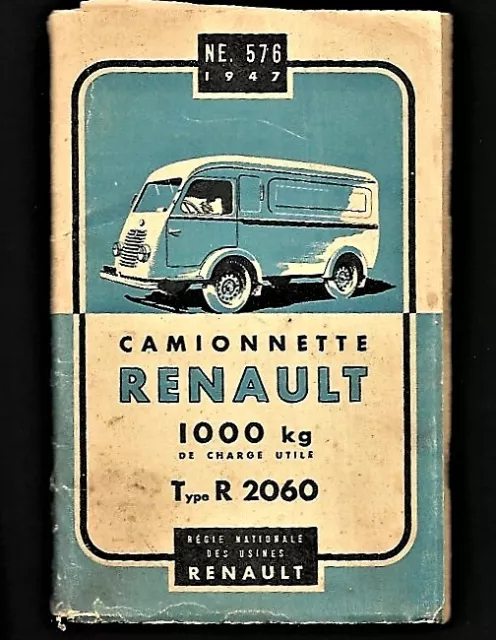 Notice d'entretien Camionnettte Renault  1000 Kg  type R2060