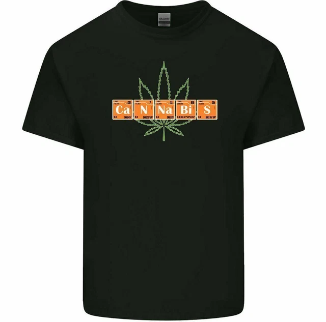 Cannabis Tavola Periodica Chemistry Smanettone Erba Divertente da Uomo T-Shirt