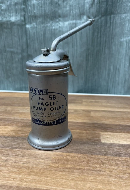 vintage Eagle Oil Can Finger Pump Oiler 5 O