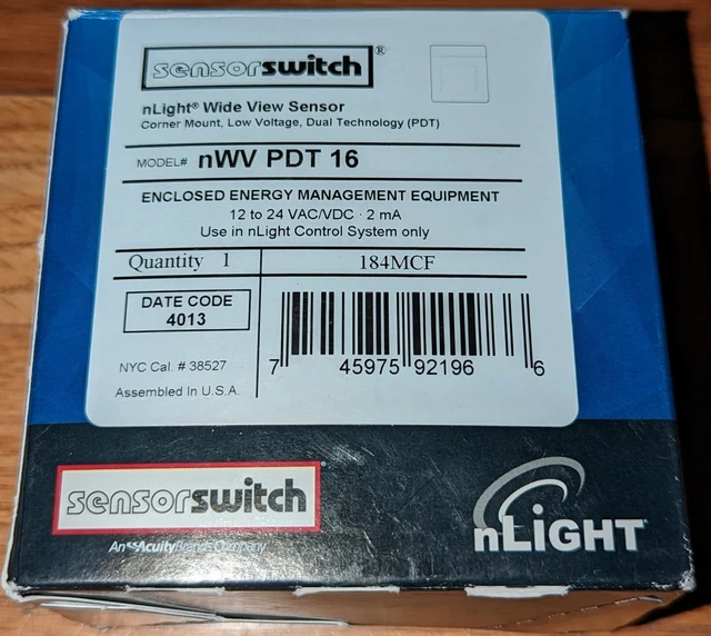 sensorswitch nLight Wide View Sensor, Model nWV PDT 16 (184MCF)