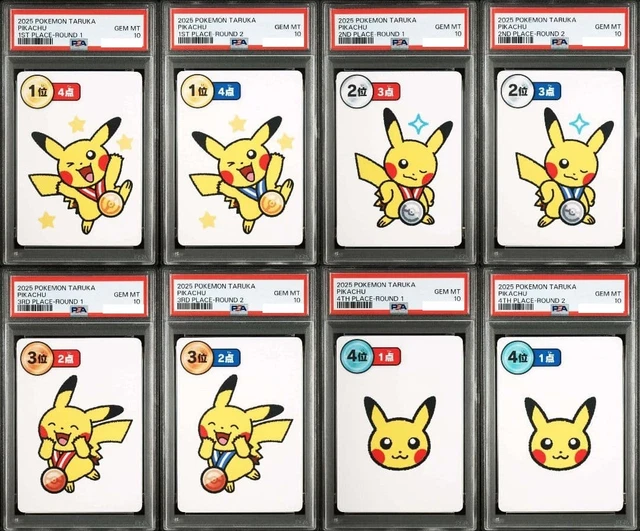 PSA 10 POKEMON Taruka Pikachu Ronda1/2 Juego de 8 Cartas Pokemon