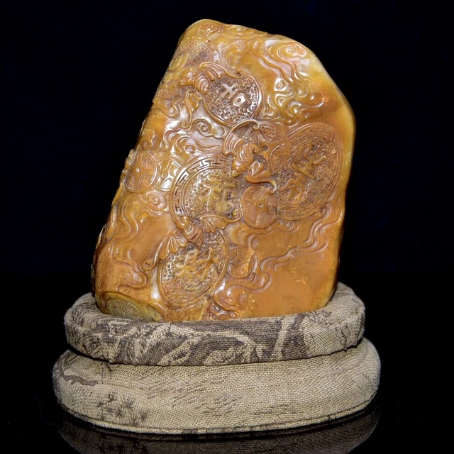 Chinese Exquisite Handmade bat carving Shoushan Stone Statue Seal