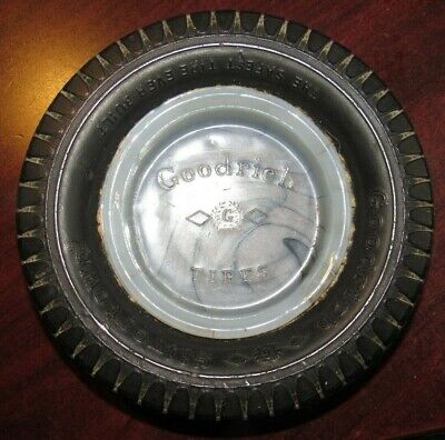 Vintage Goodyear Silvertown Tires Advertising Tire Ashtray w Milky Colored Glass