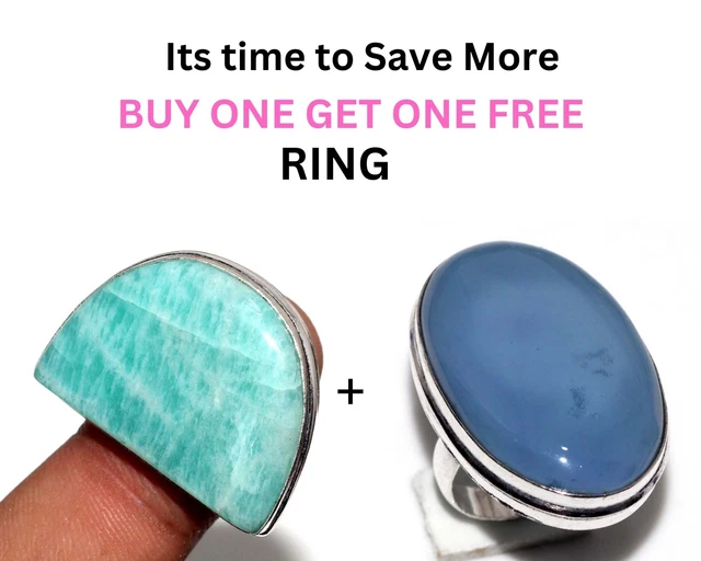 Amazonite Owhyee Blue Opal Fresh Stock Deals Ring Combo Set Size 6 JW