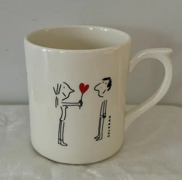 Gien France Faience Les Amoureux Lovers Large Mug 4" By Artist Soledad Excellent