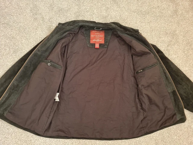 Eddie Bauer Men's Black Washable Seattle Suede Leather Full Zip Jacket, size M. 5