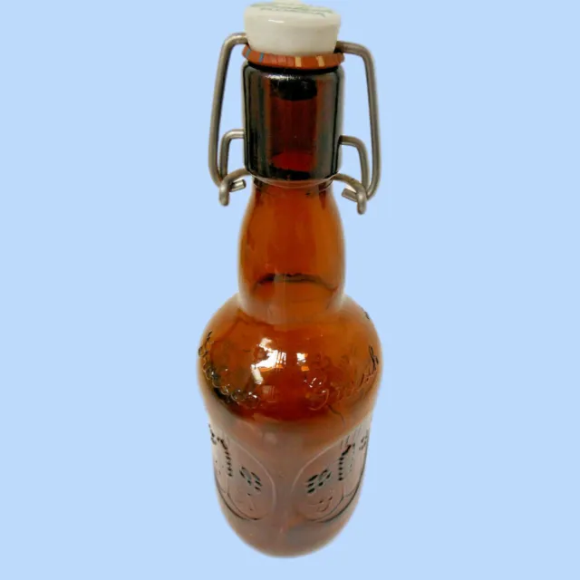 Amber Beer Bottle Vintage Holland Grolsch Porcelain Swing Top Florida