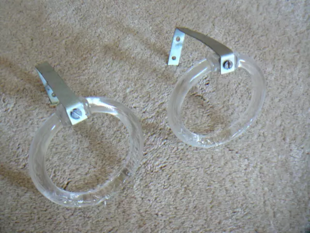Vintage Pair Clear Glass Round Rings Curtain Drapery Tiebacks - Bows & Blossoms