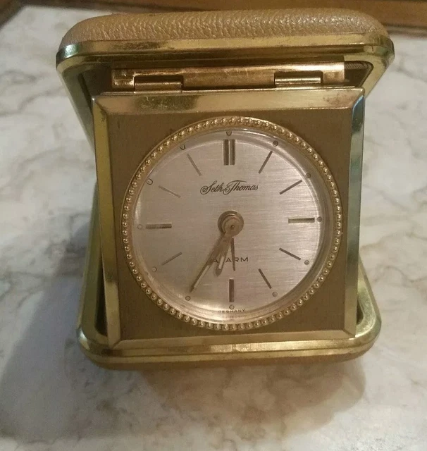 VINTAGE SETH THOMAS Wind Up Travel Folding Alarm Clock Made In Germany