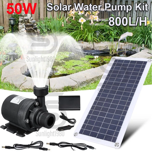 SOLAR WASSERPUMPE 12V 50W 800L/H Tauchpumpe Gartenpumpe Brunnenpumpe