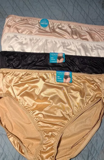 Size 10 Vanity Fair Hi-Cut lot of 4 Nylon Panties