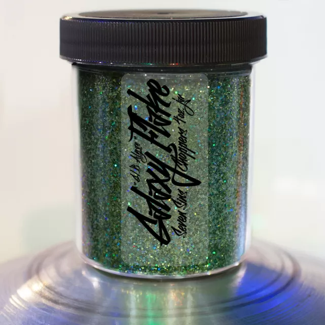 Seven Sins Choppers GREEN/BLUE ALGAE HOLOGRAPHIC Metalflake 4oz. Jar Flake