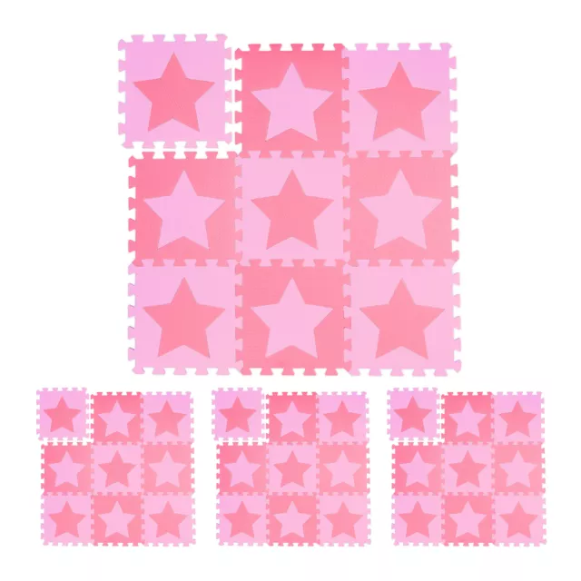 36 losas alfombra puzle bebé estrellas Suelo goma Colchoneta gateo rosado/fucsia