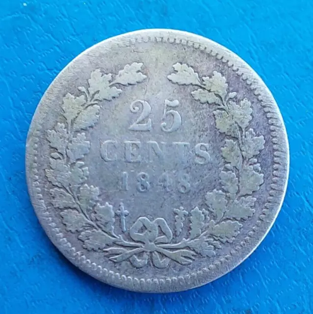 Pays-Bas Nederland Netherlands 25 cents argent silver 1848 km 76