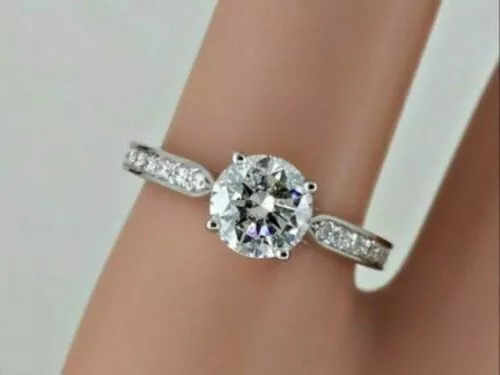 Dainty 2.00Ct Round Cut Diamond Engagement Ring 14k White Gold Finish Size 5.5