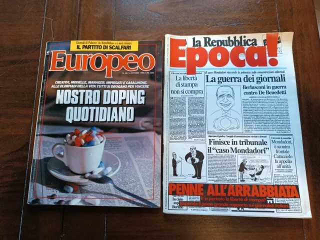 2 Riviste Europeo 1988 EPOCA! 1989 Ines De La Fressange-Craxi-Scalfari-E. Moses