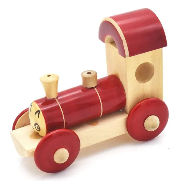 Channapatna Toys Nachziehspielzeug aus Holz mit Lokomotive für Kinder