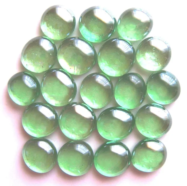 20 x Shades of Soft Sparkling Green Glass Mosaic, Leadlight Pebbles, Stones