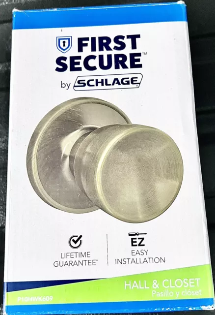First Secure By Schlage Hall And Closed Door Knob Antique, Always Unlock