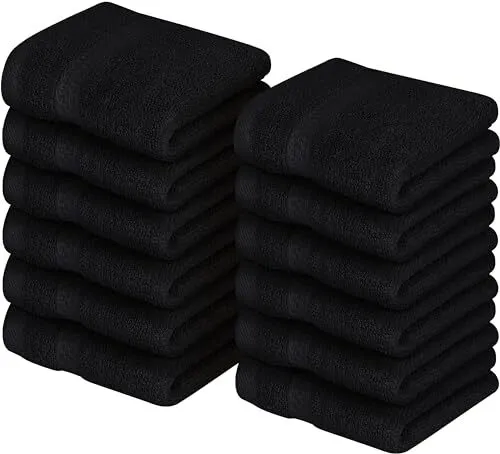 Utopia Towels - Lot de Serviettes de Toilette Premium 30 x 30 CM Noir 100% Co...