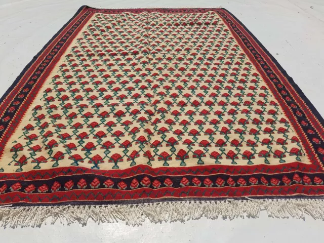 Fine Vintage Traditional Hand Made Oriental Wool Red Kilim Rug 152x107cm