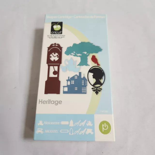 Folleto de superposición de caja de cartuchos Cricut HERITAGE formas de silueta antigua vintage