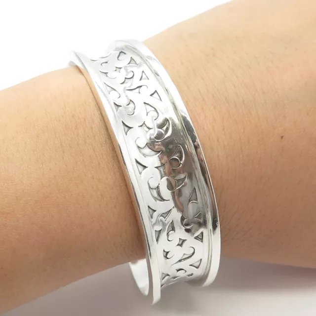 925 Sterling Silver Vintage Lois Hill Ornate Adjustable Cuff Bracelet 7.5" 925 Sterling Silver Vintage Lois Hill Ornate Adjustable Cuff Bracelet 7.5"