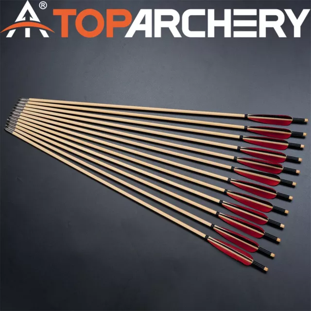 6Pack Archery 31" Traditional Wooden Arrows Handmade Arrows for Longbow Hunting