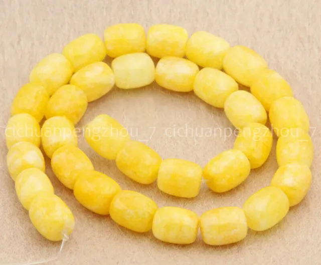 8x12mm Natural Yellow Topaz Gemstone Barrel Cylinder Loose Beads 15'' Strand