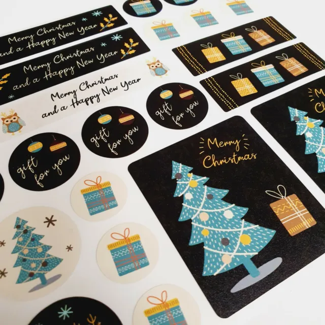 31 Geschenk-Aufkleber Frohe Weihnachten Sticker Etiketten Deko Merry Xmas Set5