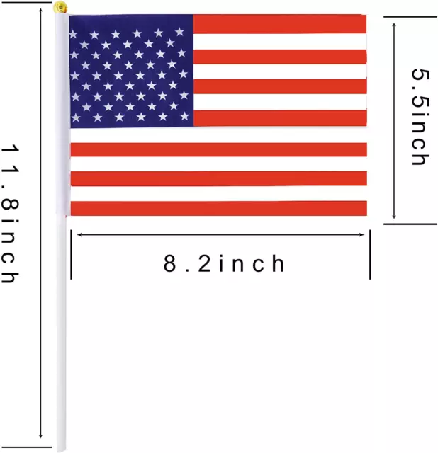 25 Pack Hand Held Small Mini Flag USA US Flag American Flag Stick Flag round Top 3