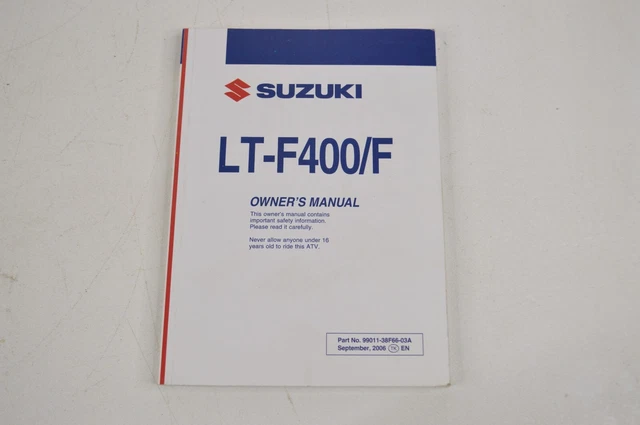 Suzuki Eiger 400 LT-F400/F ATV 4 Wheeler Owners Manual Maintenance Spec Book
