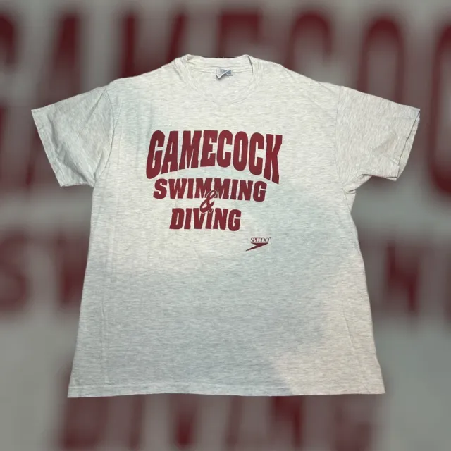 Vintage Speedo Gamecock Swimming Diving Single Stitch Shirt Size XL Hanes Beefy