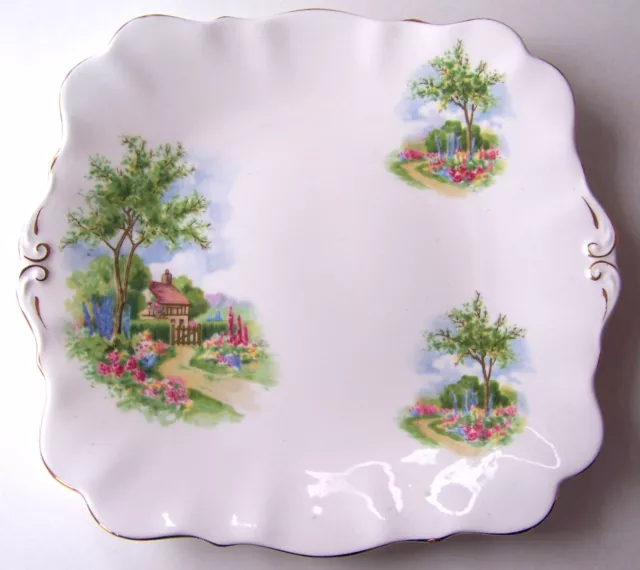 Queen Anne, Fine Bone China, " Tudor Cottage " Sandwich/Bread Plate.