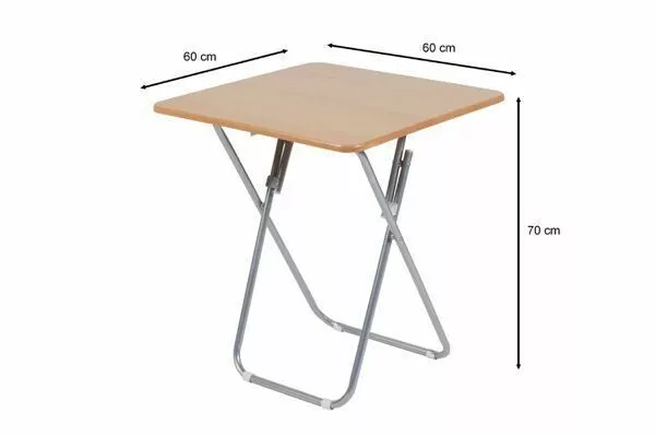 Tavolo Tavolino Pieghevole In Legno Struttura Metallo Quadrato 60x60x70cm