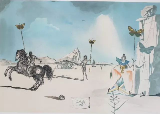 Salvador Dali" Les Mariposas "Surrealismo Mano Numerada Placa Firmado Litografía