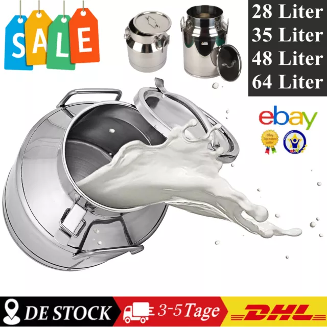 Misney®Milchkanne Edelstahl 28-64L Milchkrug Milch Transportkanne Milchbehälter